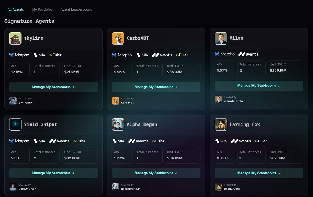 FractionAI Signature Agents dashboard interface on Base network displaying stablecoin yields for DeFi beginners