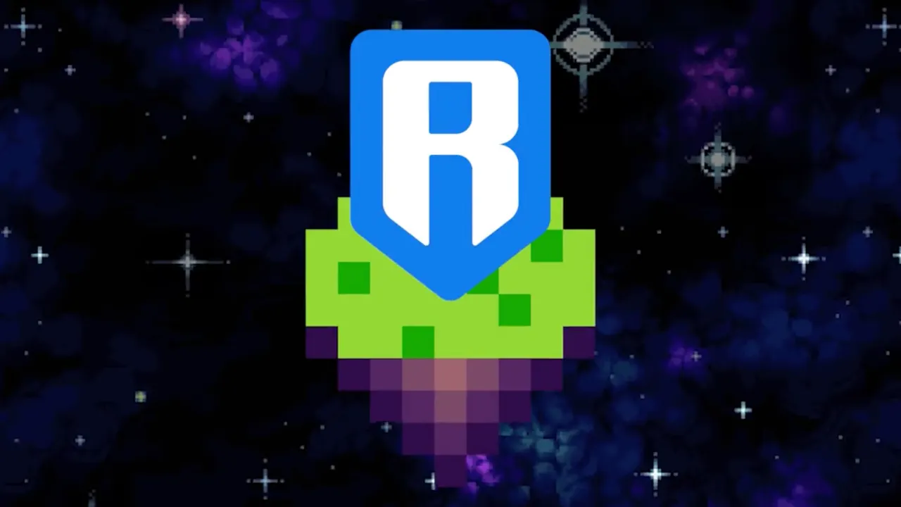 Futuristic Web3 gaming world powered by Ronin Layer 2 and OP Stack, vibrant digital landscape with blockchain elements and gamers