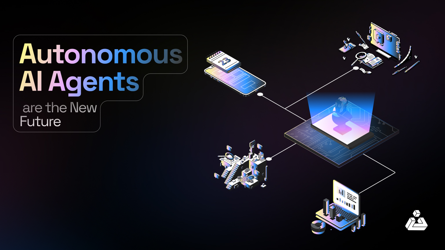 Futuristic AI-powered DeFi trading dashboard with autonomous agents executing trades across multiple platforms