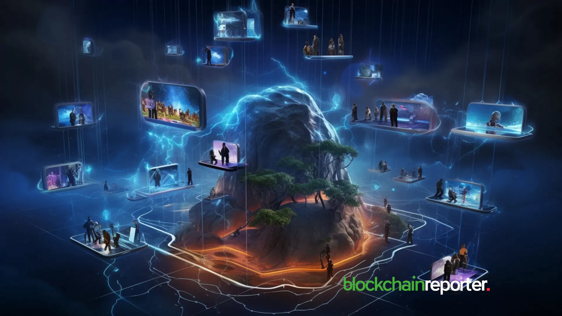 Futuristic digital art of gamers and creators engaging in a vibrant onchain world powered by Base blockchain technology
