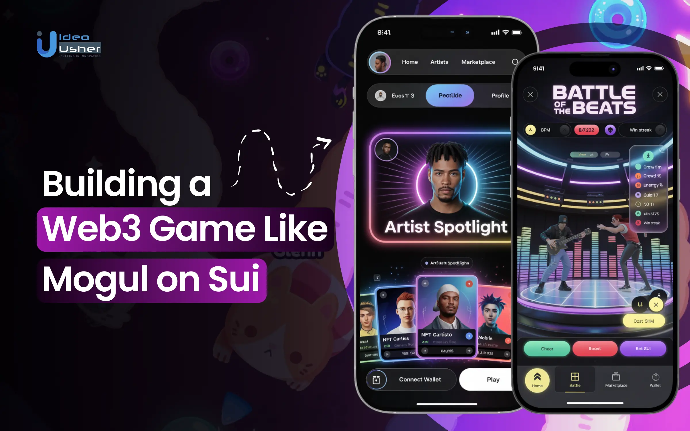 Futuristic digital avatar evolving with smart NFT logic in a next-gen GameFi environment, showcasing dynamic and programmable NFT features for 2025 gaming economies.