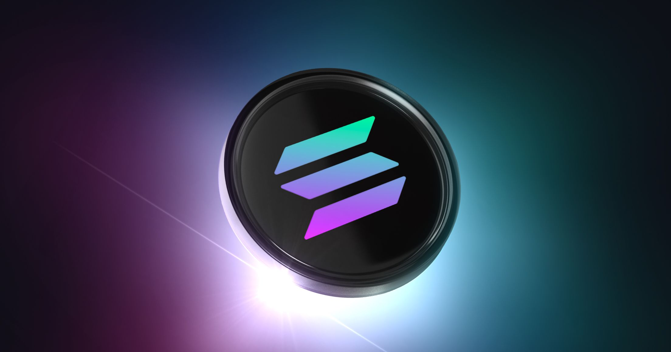 Futuristic digital wallet interface displaying Solana and Ethereum blockchain logos for multi-chain crypto management