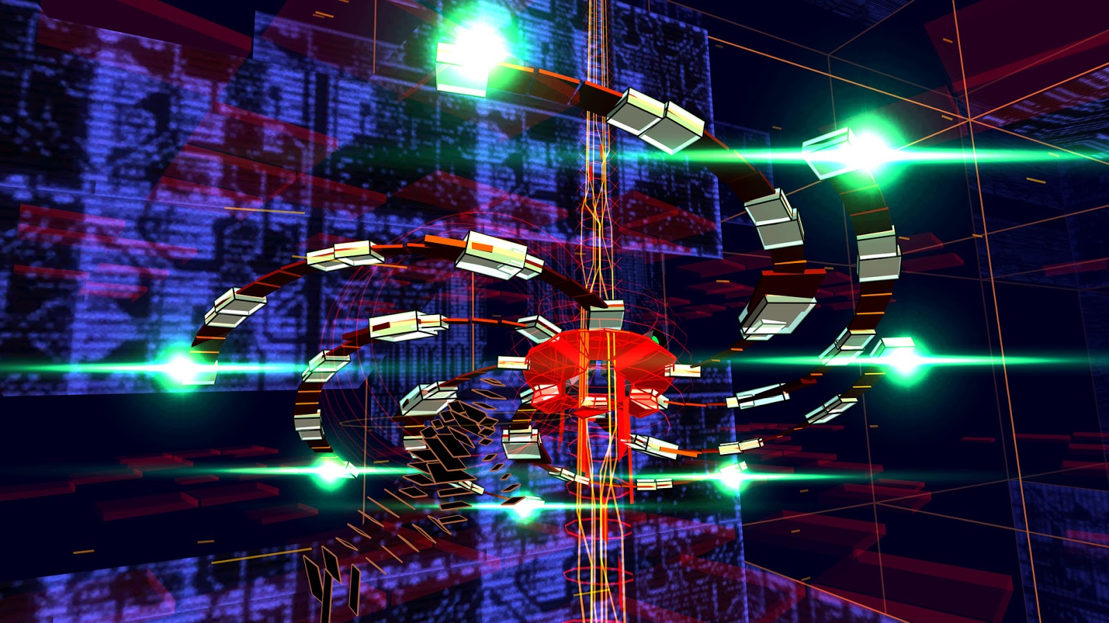 Futuristic gameplay screenshot of Void Runner racing through neon blockchain voids on Basement.fun B3 game