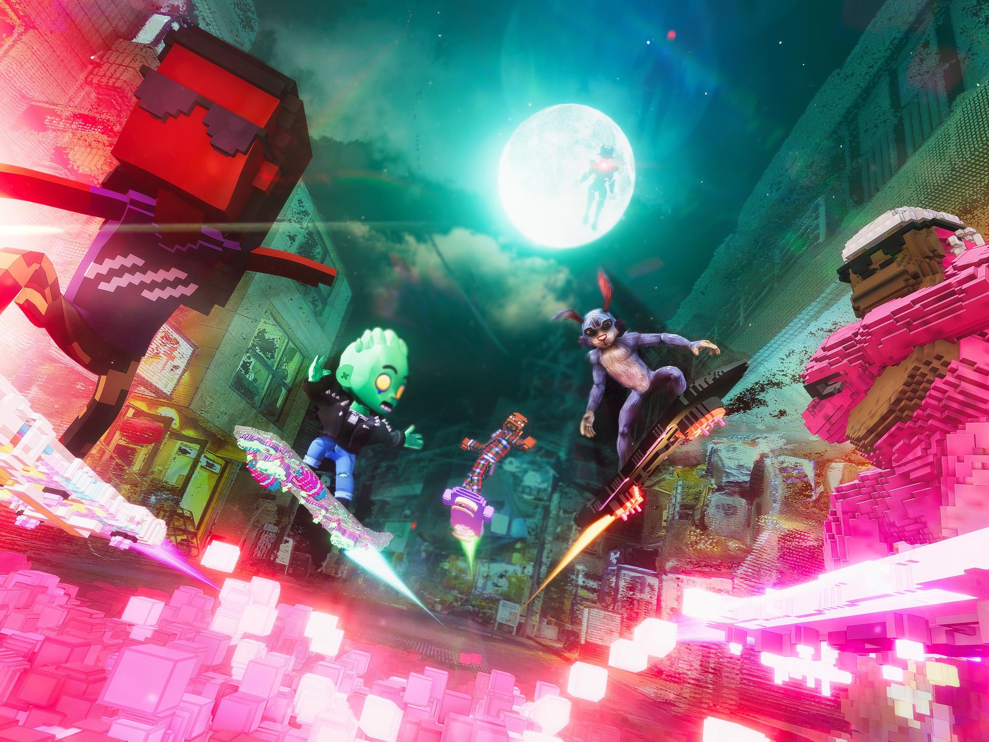 Futuristic gamer avatar showcasing dynamic NFT skin transformation in Web3 gaming