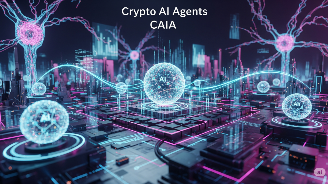 Futuristic illustration of AI agent connecting to multi-chain DeFi wallet via WalletConnect for secure blockchain transactions