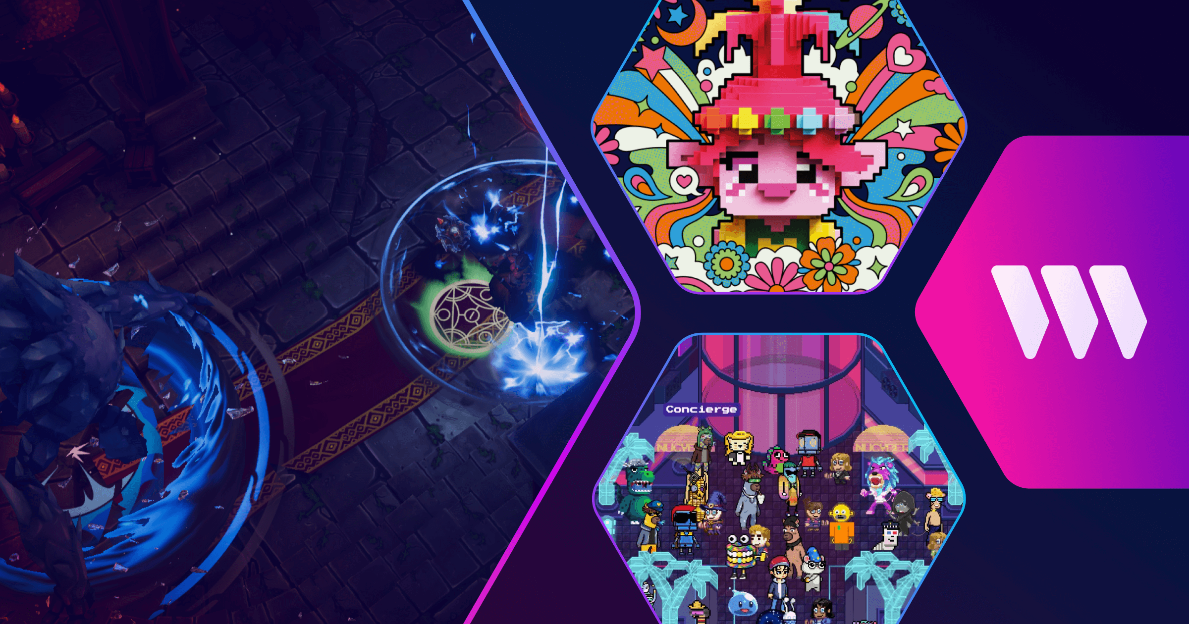 Futuristic AI-powered interface creating a blockchain-based game world in 2025, showcasing Web3 integration and digital innovation