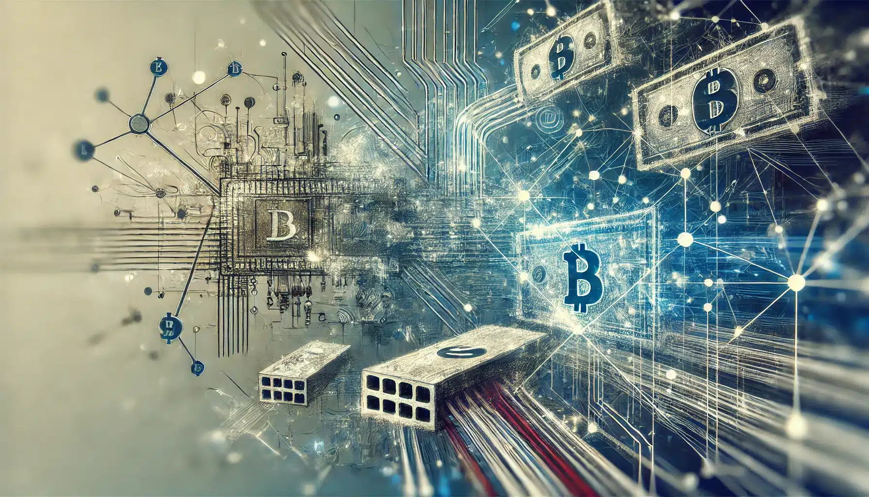 Futuristic illustration of blockchain technology enabling secure cross-border insurance transactions with digital networks and global connectivity