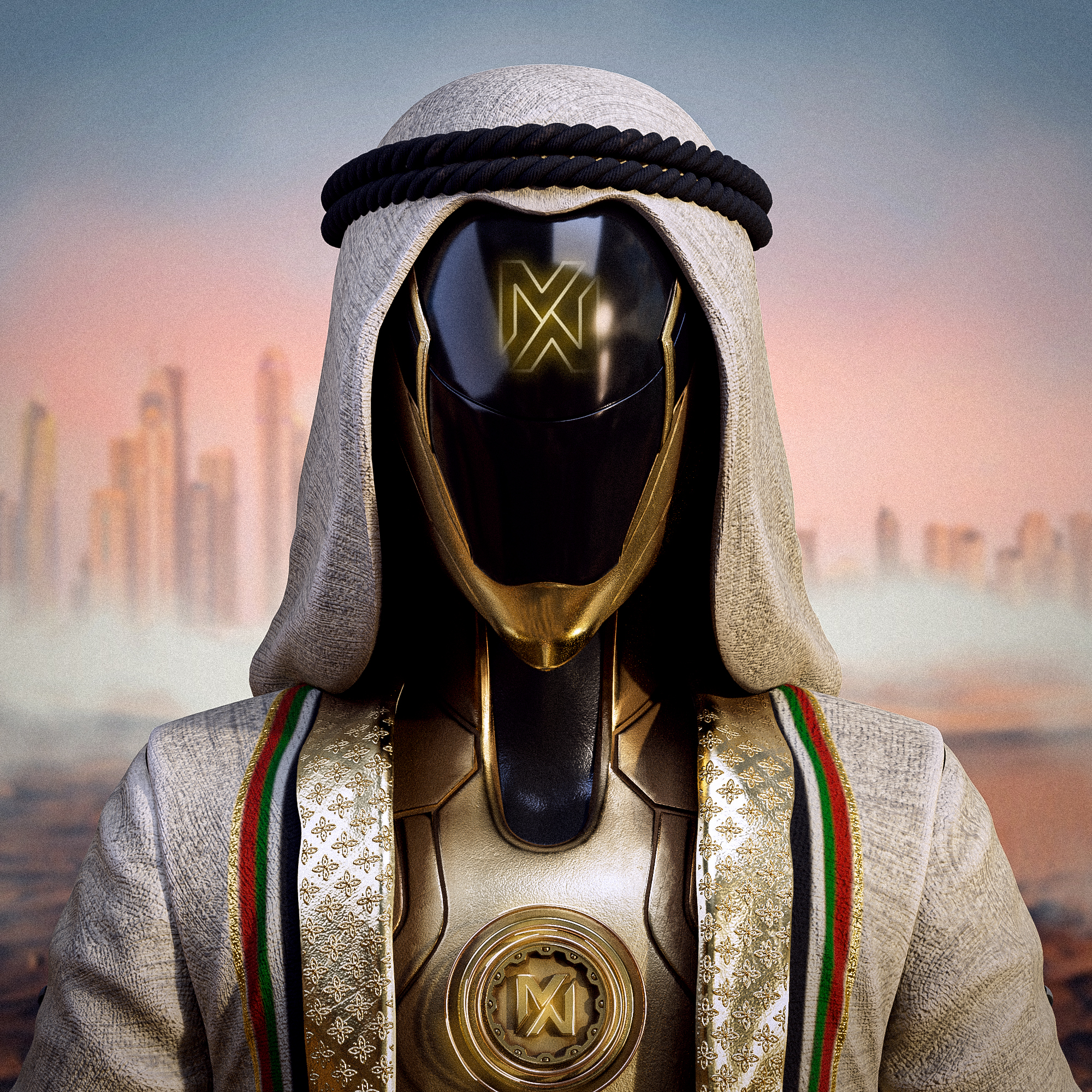 Futuristic MetaWinners NFT artwork showcasing digital avatar and badge features for MetaWin Web3 casino identity