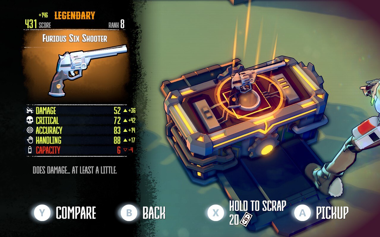 Futuristic Wild West cowboy twin-stick shooter battling robots amid vibrant neon lights in Dust & Neon gameplay scene