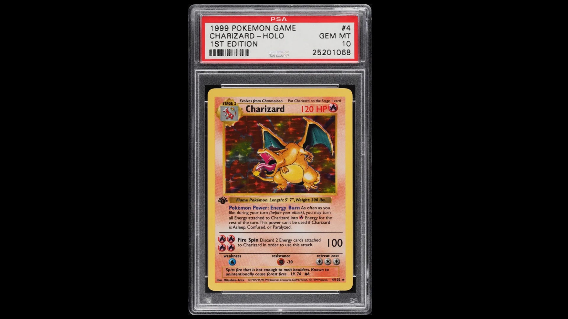 Glistening PSA 10 Charizard Pokémon card tokenized as RWA on TCGOnChain Solana blockchain for crypto trading