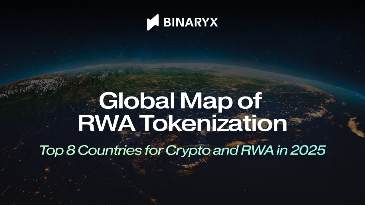 World map highlighting USA and UAE dominance in $392M tokenized real estate market with 58 assets across 10 countries