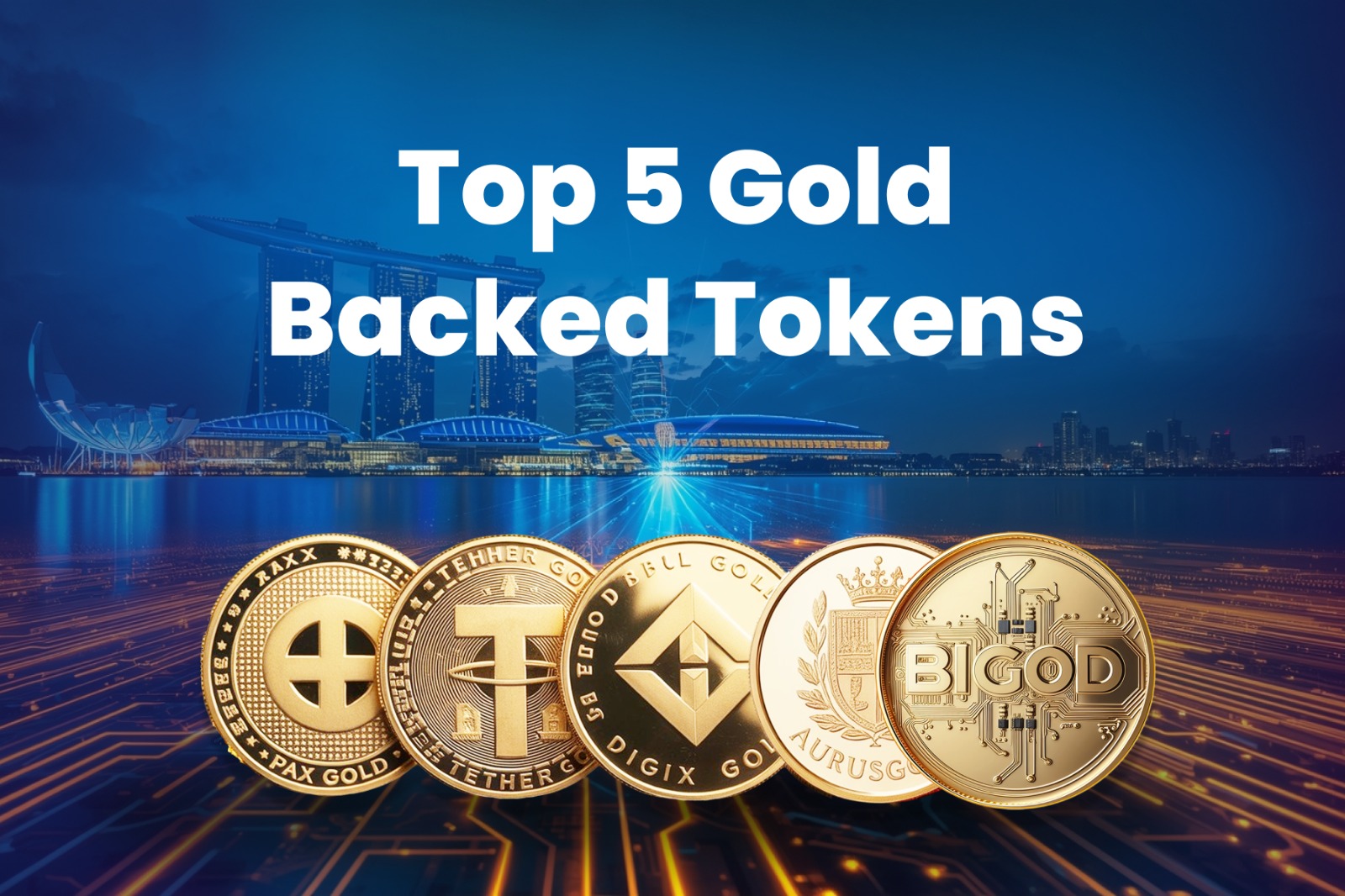 Gold tokens and blockchain vaults symbolizing secure digital and physical asset storage in tokenized gold investments