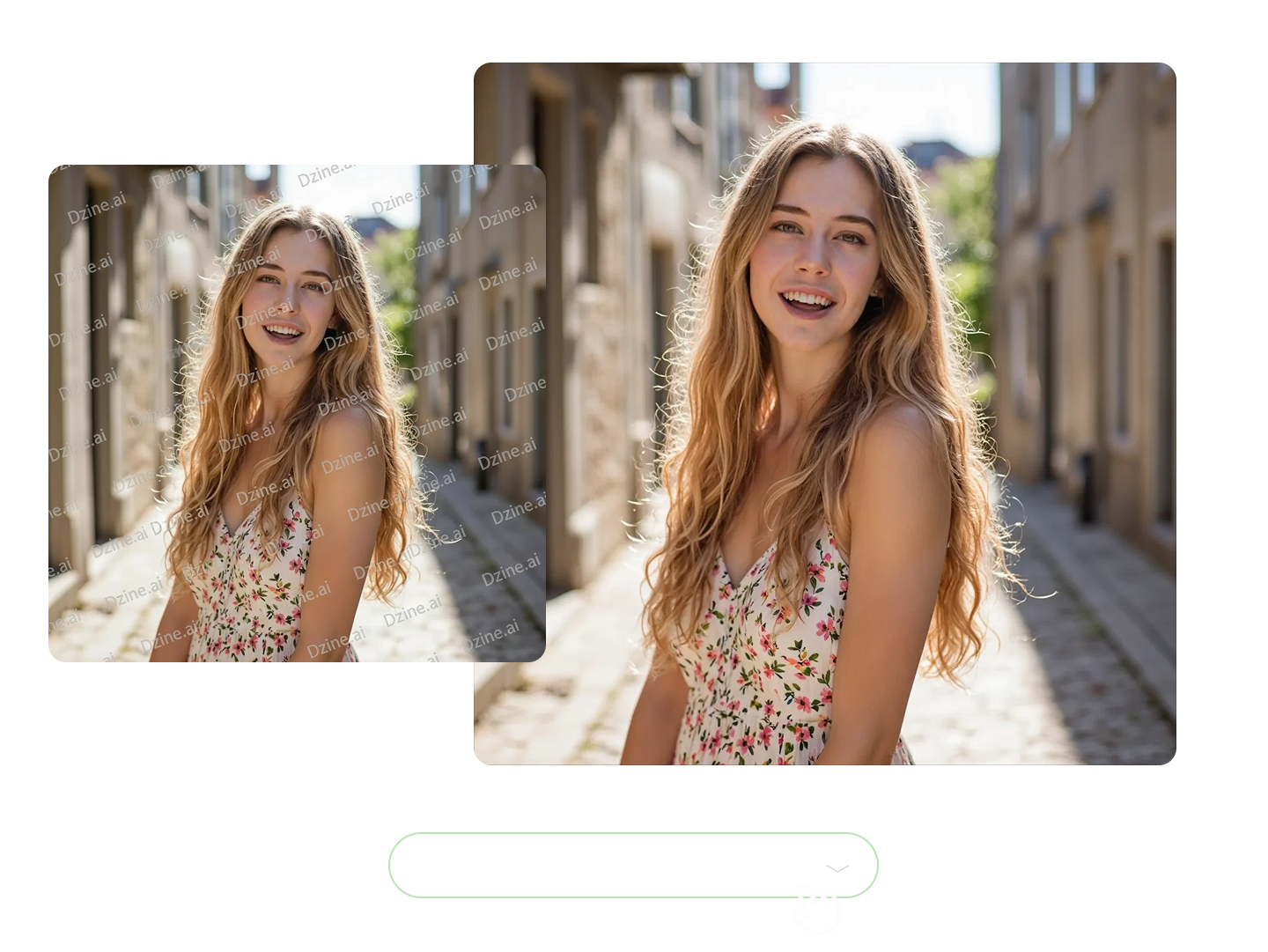 Frustrated graphic designer comparing before and after client proof images with AI-removed watermark, highlighting vulnerability of traditional watermarks to AI erasure tools