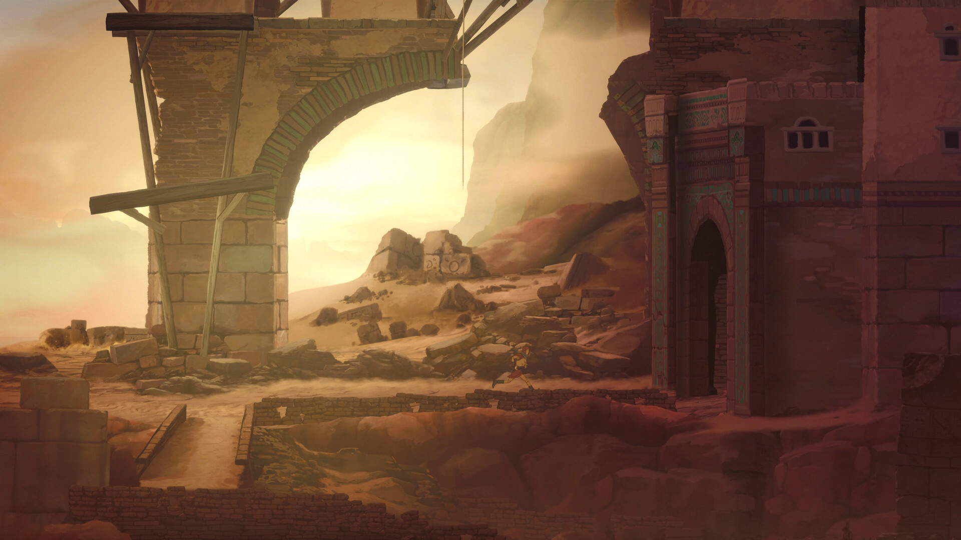 Hand-drawn screenshot from Forgotlings Steam demo: Fig commanding the sentient Volare lightship amidst vibrant forgotten objects in action-adventure game