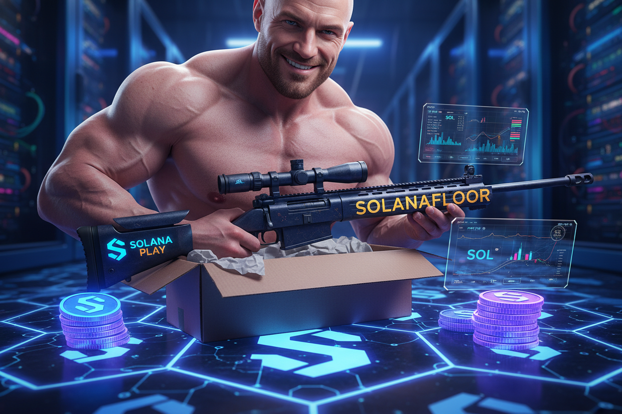 High-resolution unboxing of PSG1 Play Solana handheld gaming console Gigachad edition by SolanaFloor, showcasing premium build quality, nostalgic PlayStation-inspired design, and Web3 Solana features