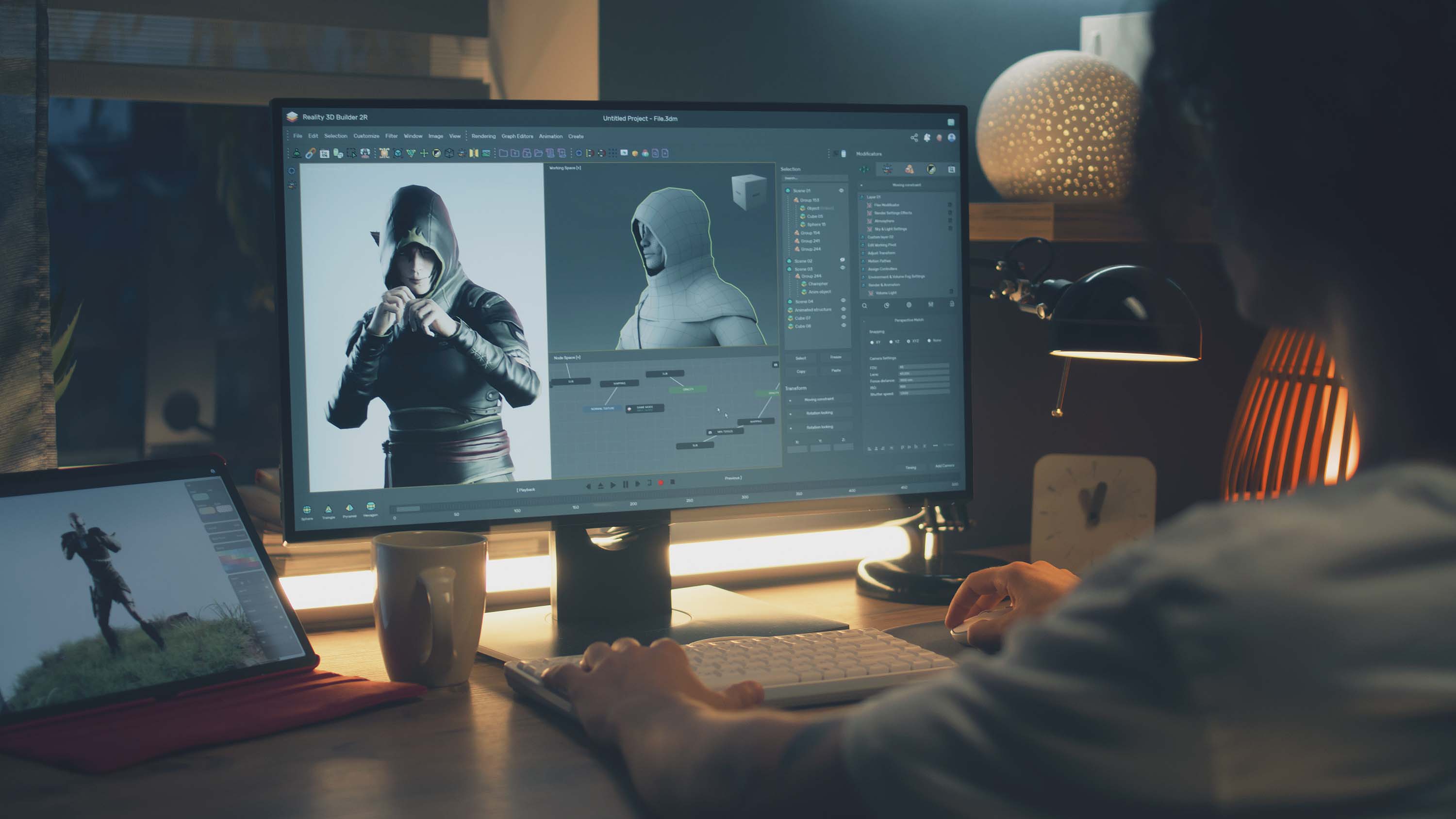 High-tech game studio team using AI-powered tools for rapid video game development