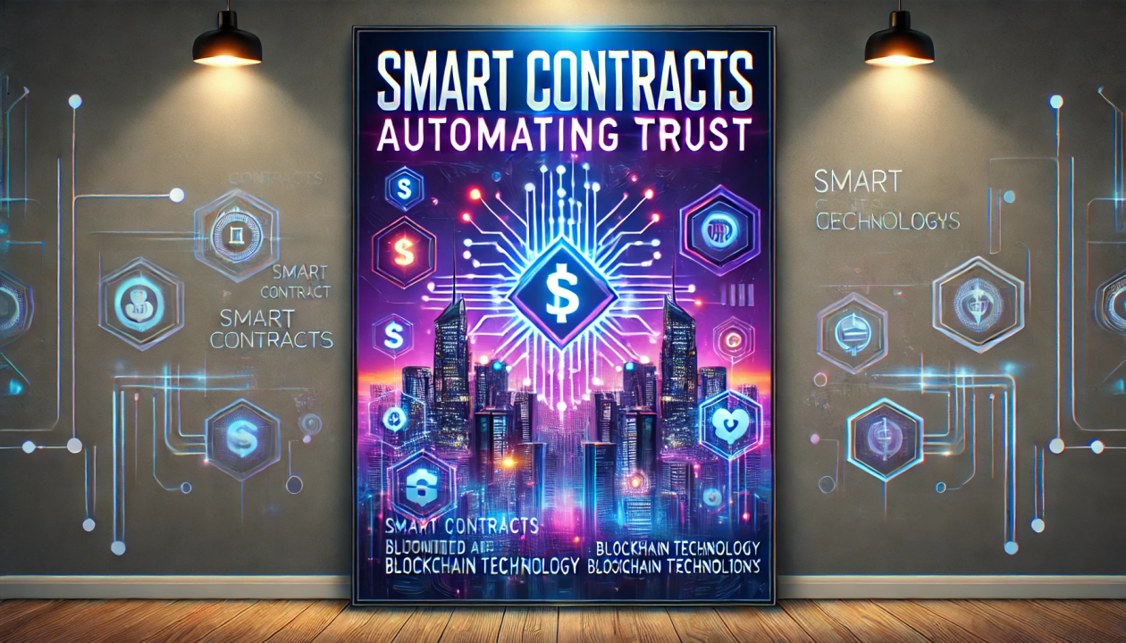 Illustration of a digital smart contract automating an insurance payout on a blockchain network, representing efficiency and transparency in reinsurance settlements