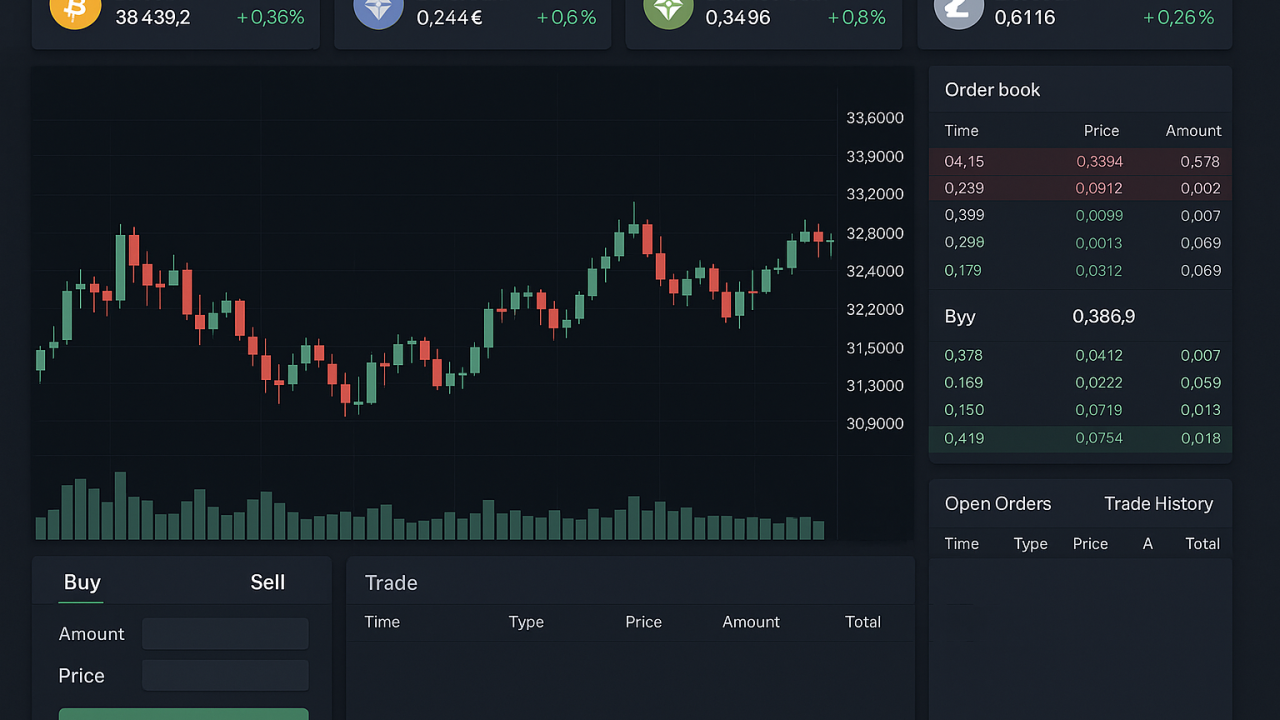 Trader analyzing synthetic stock charts on a decentralized perpetual exchange dashboard in 2025, showcasing modern DeFi trading environment without visible price numbers.