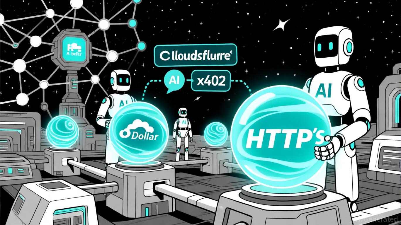 Illustration of AI agents exchanging microtransactions using X402 Payment Intents protocol