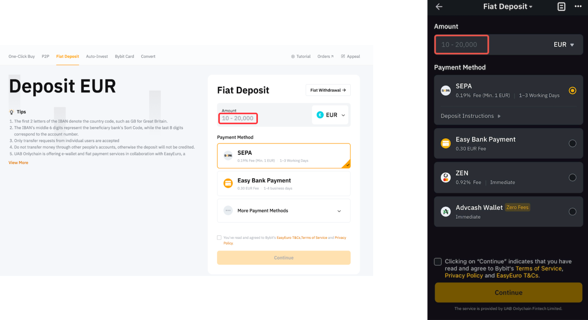 Bybit MyBank IBAN account interface illustration showing fiat currency and cryptocurrency balances for secure digital banking