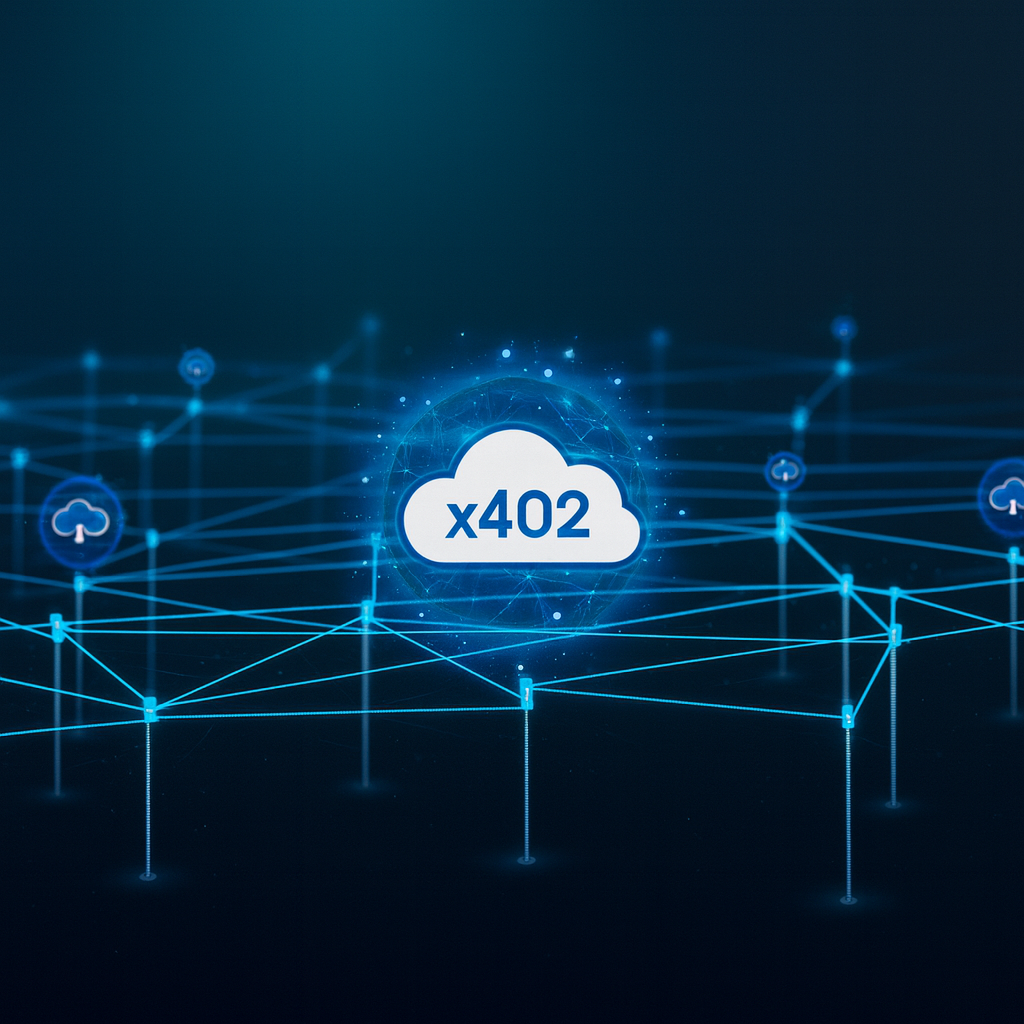 Illustration of HTTP 402 x402 protocol payment flow diagram for AI agents making micropayments per inference API call with stablecoins