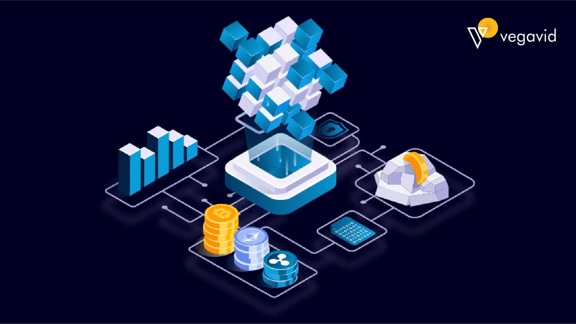 Illustration of programmable sequencer contracts managing custom fee flows across multiple blockchain app-chains, showing interconnected smart contracts and dynamic fee distribution.