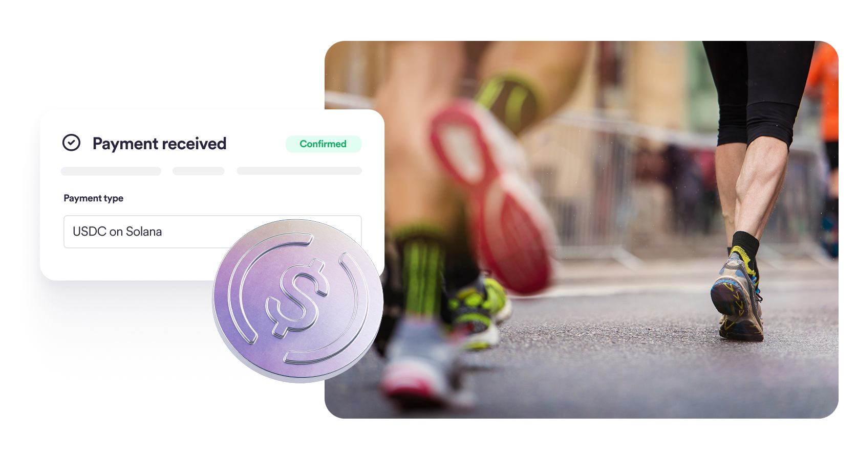 Solana Pay checkout interface at an online store accepting USDC stablecoin payments