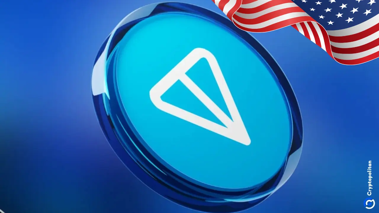 Telegram app interface displaying tokenized US stocks trading feature with icons of major companies like Apple and Tesla