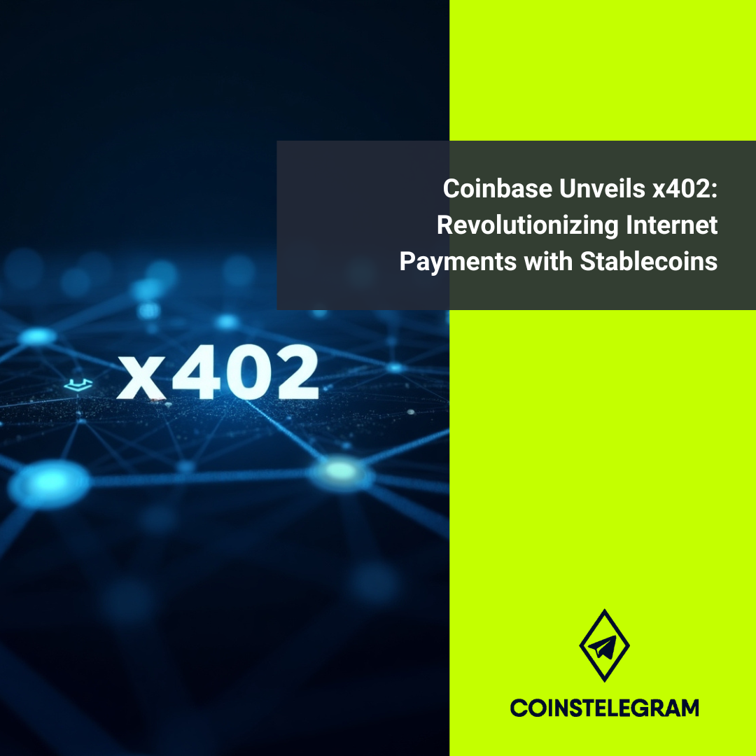 Illustration of two autonomous AI agents exchanging crypto payments via the x402 protocol over HTTP, representing machine-to-machine transactions and automation.