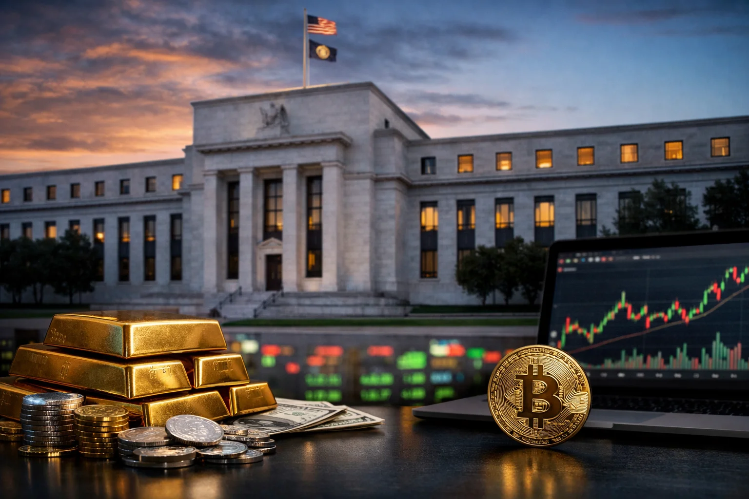 WisdomTree EPXC tokenized equity income fund logo illustration with blockchain nodes and stylized S&P 500 overlay for on-chain put-writing strategy