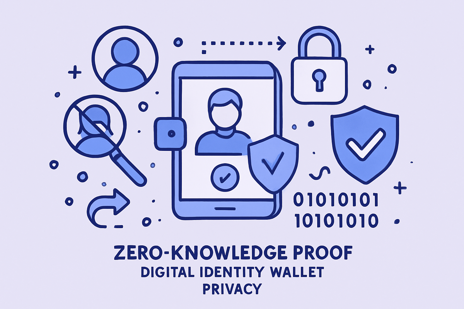 Illustration of zero-knowledge proof securing a decentralized digital identity wallet for enhanced privacy and security