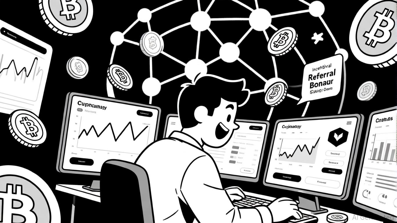 Crypto trader using a laptop to access U.S. stocks on a decentralized finance (DeFi) platform, illustrating synthetic perpetual stocks in DeFi.