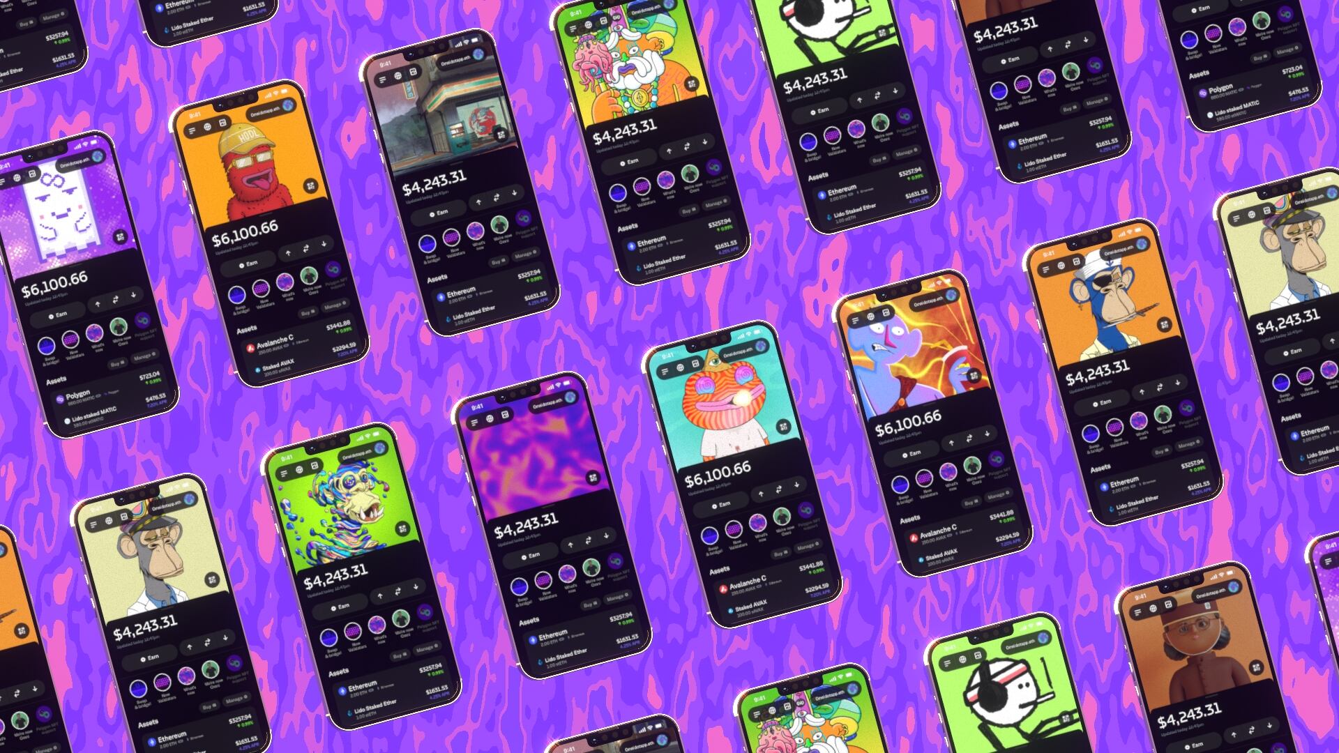 User managing multiple blockchain assets seamlessly through an omniwallet interface illustration