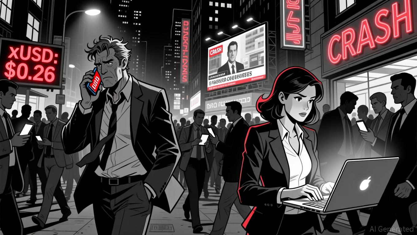 Illustration of interconnected DeFi protocols causing a domino effect of stablecoin depegs, symbolizing systemic risk and cascading failures in decentralized finance.