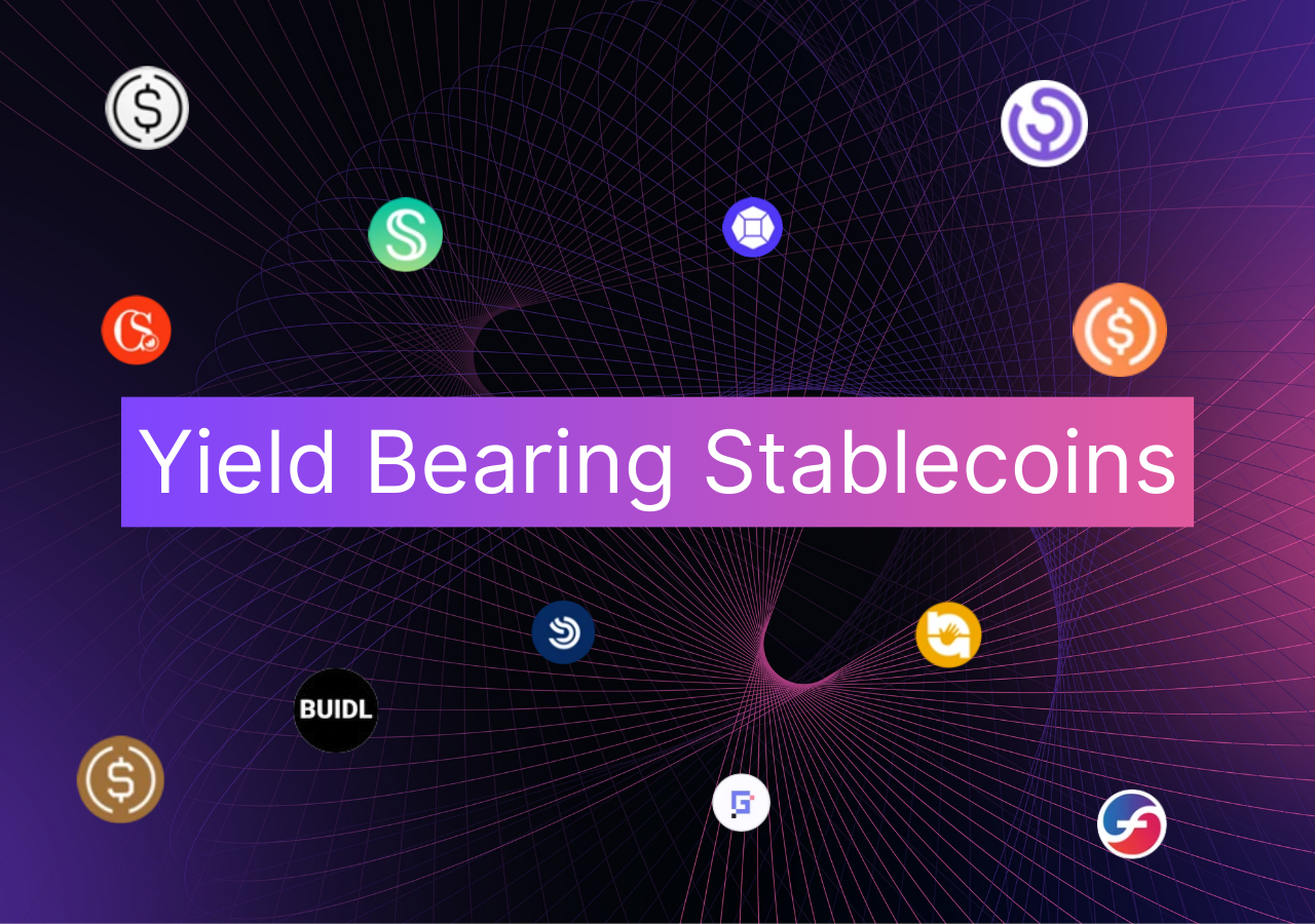 Illustration of stablecoins like USDC and DAI flowing into Re Protocol smart contracts and transforming into yield-bearing tokens on blockchain