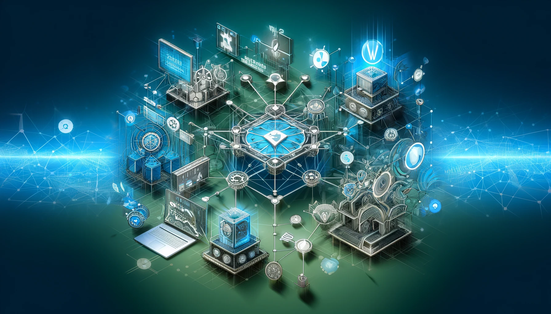 Layered architecture illustration of a decentralized Web3 social platform showing user, protocol, blockchain, storage, computation, UX, governance, and legal layers.
