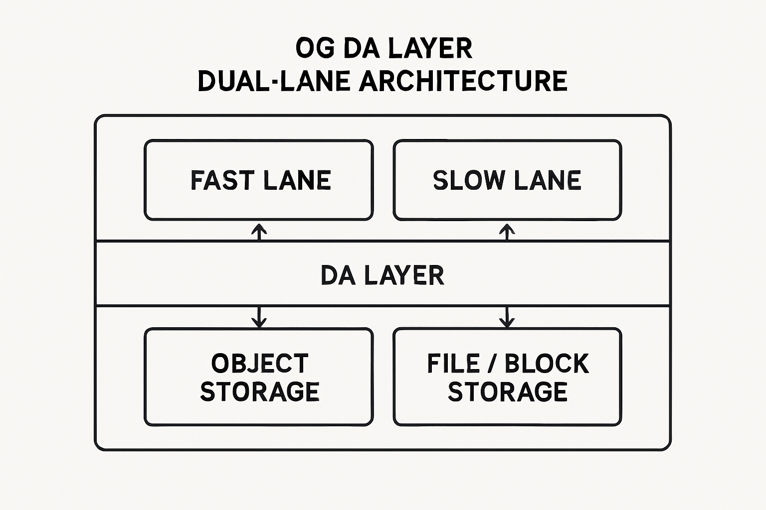 Diagram of 0G Data Availability Layer dual-lane architecture for AI blockchain scalability