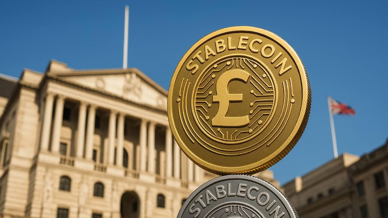 Infographic comparing 2026 stablecoin regulations: UK £20,000 user caps, EU MiCA issuer limits, US GENIUS Act rules