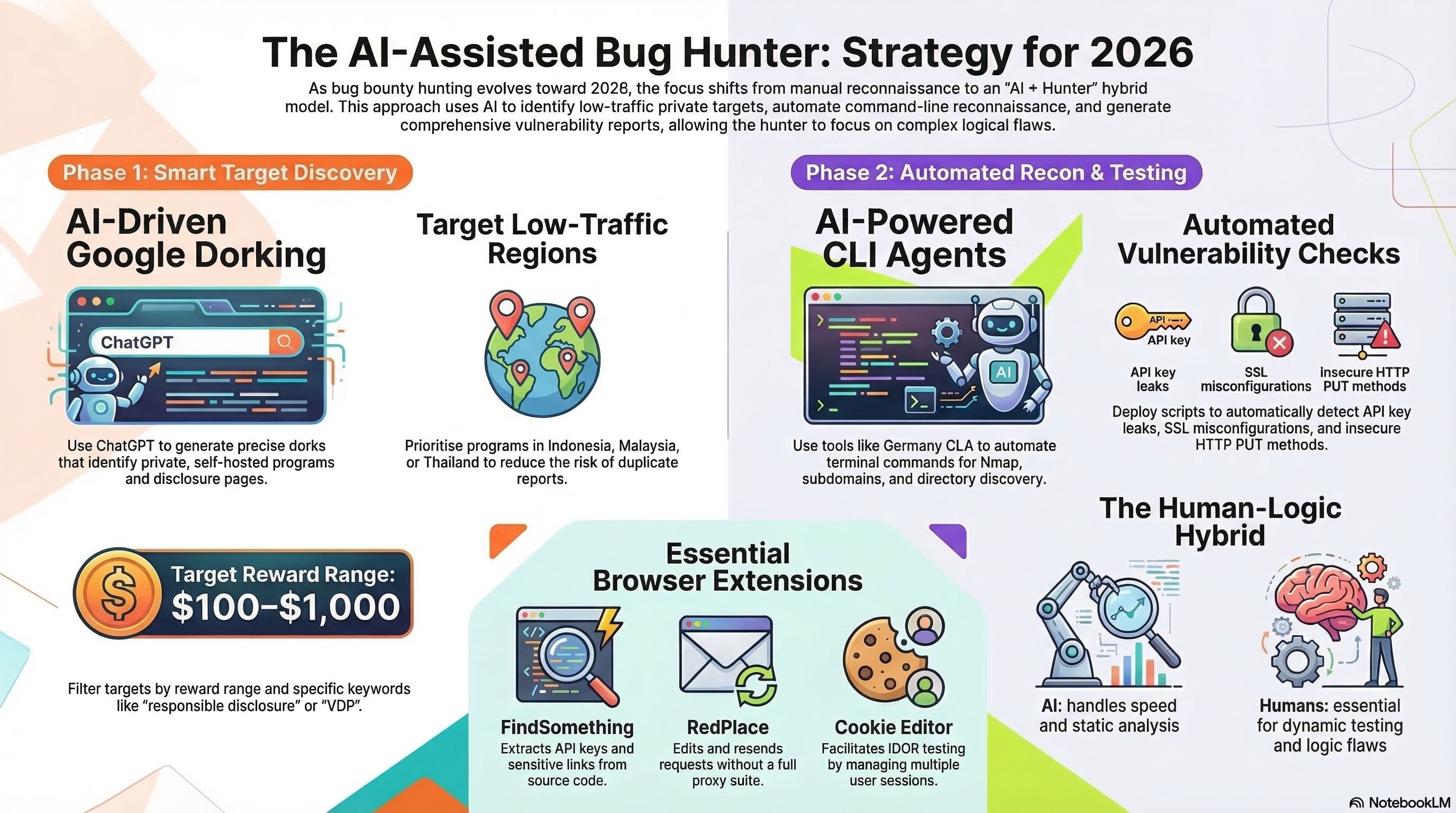 Infographic illustrating AI spam overwhelming bug bounty submissions with Forbes stats on noise, delays, and zk proof solutions for Web3 fraud prevention