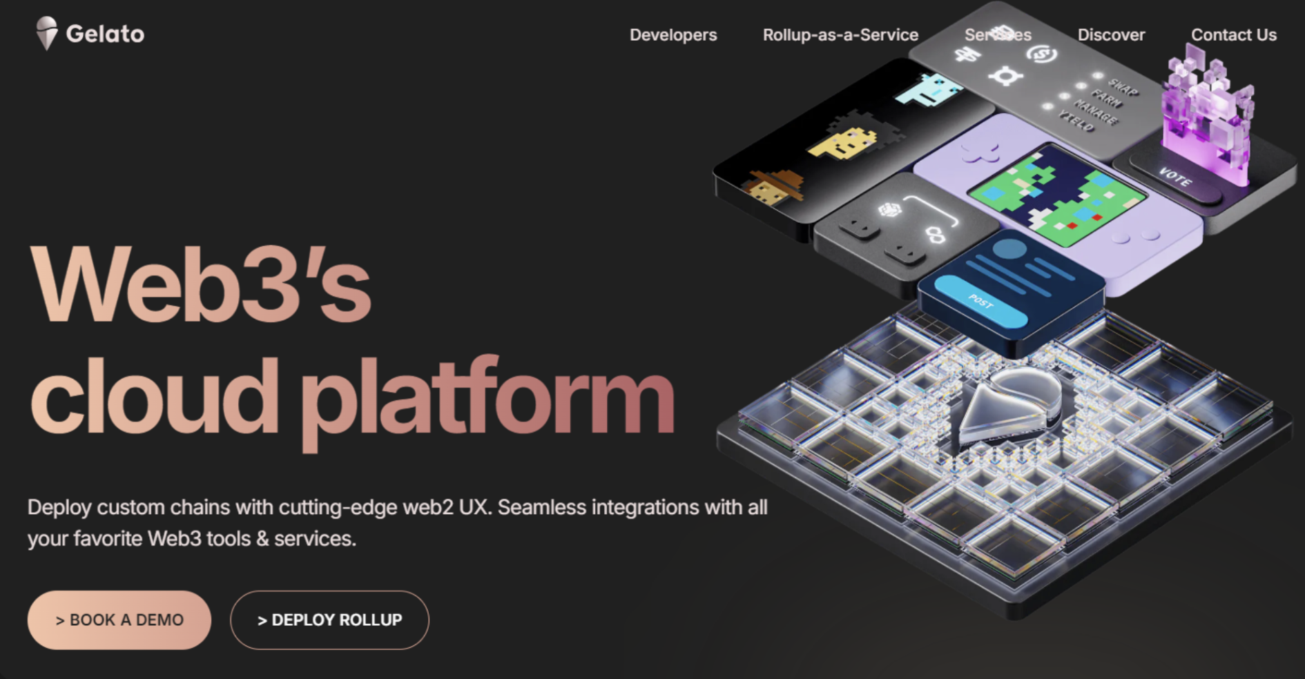 Infographic of Rollup-as-a-Service (RaaS) streamlining custom abstract rollups deployment for app-chains in 2026, eliminating infrastructure hassles for blockchain developers