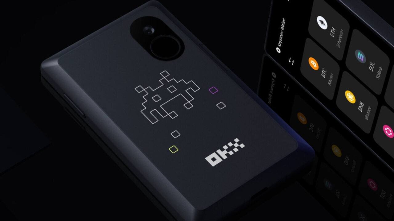 Ledger hardware wallet and OKX Wallet app displayed side by side for crypto comparison