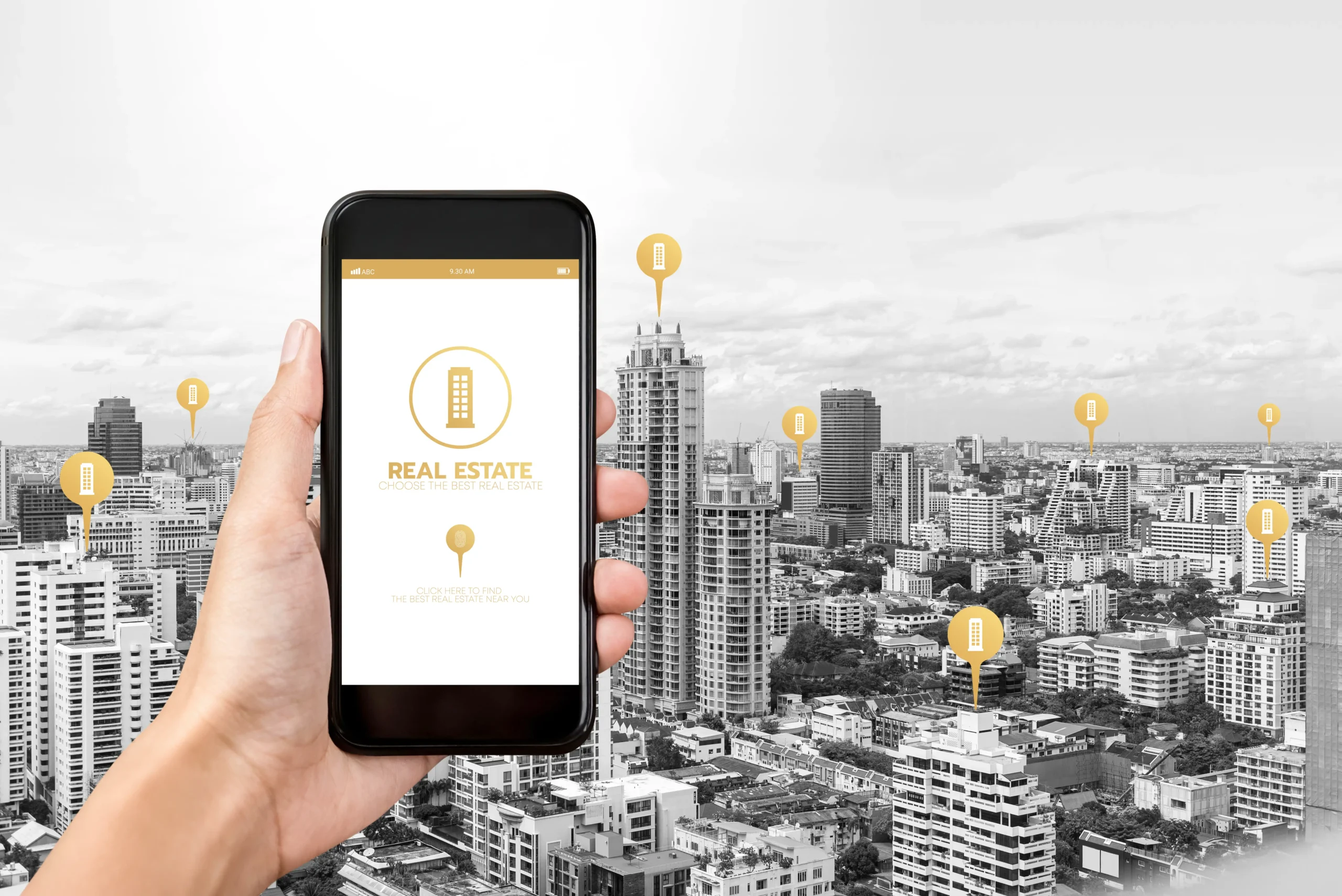 Modern Dubai skyline with digital tokens overlay representing tokenized real estate investment opportunities