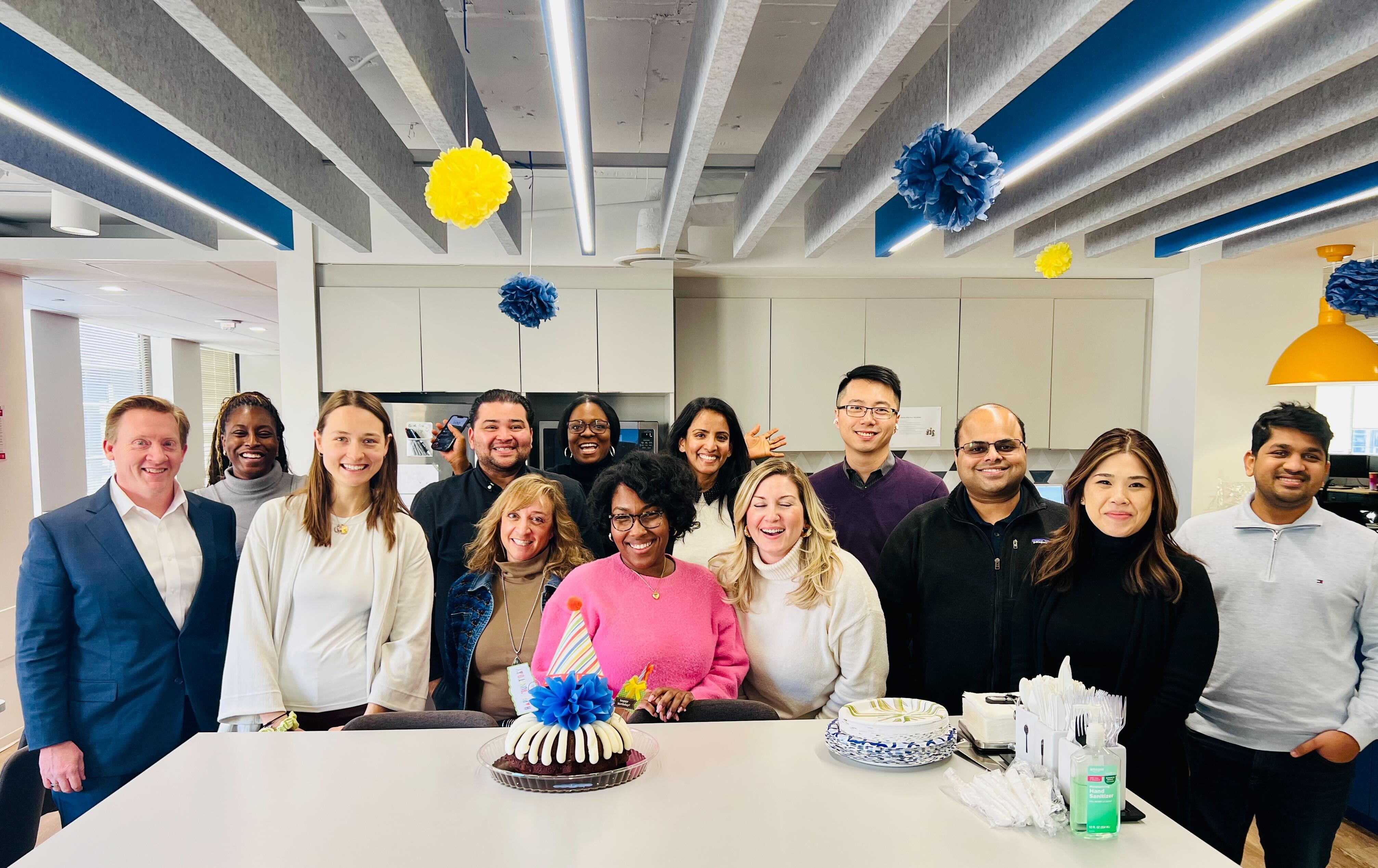 Modern fintech team collaborating in a bright office to open a crypto business account in 2024