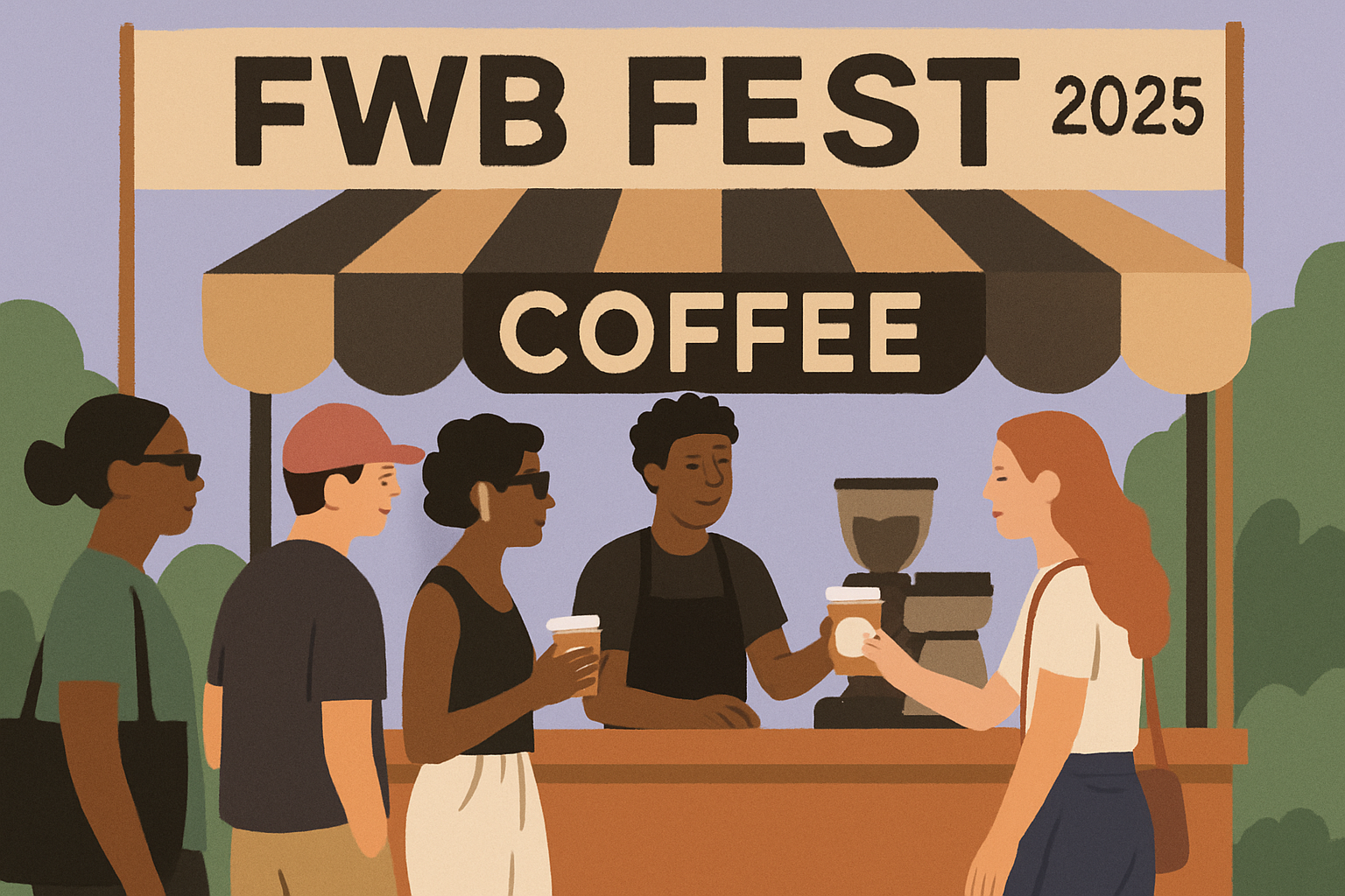 Festival attendees using Base App to purchase $1 coffee at FWB FEST 2025