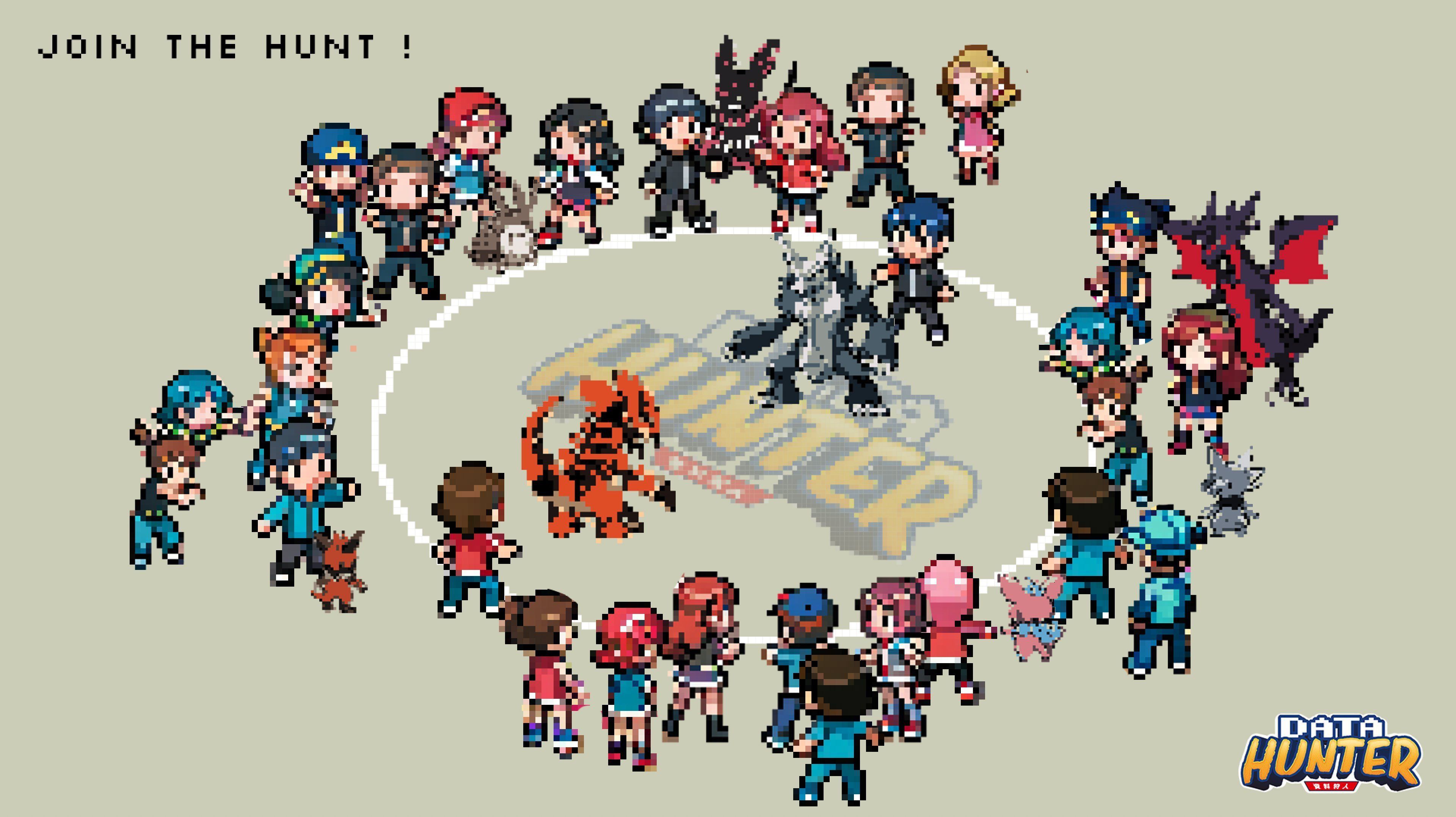 Pixel art battle scene from DATAHUNTER arcade game featuring Solana logo, showcasing top Solana play-to-earn NFT games in 2025