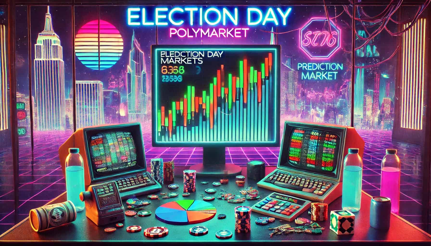 Polymarket real-time 2024 US presidential election prediction interface displaying live odds and blockchain settlement features
