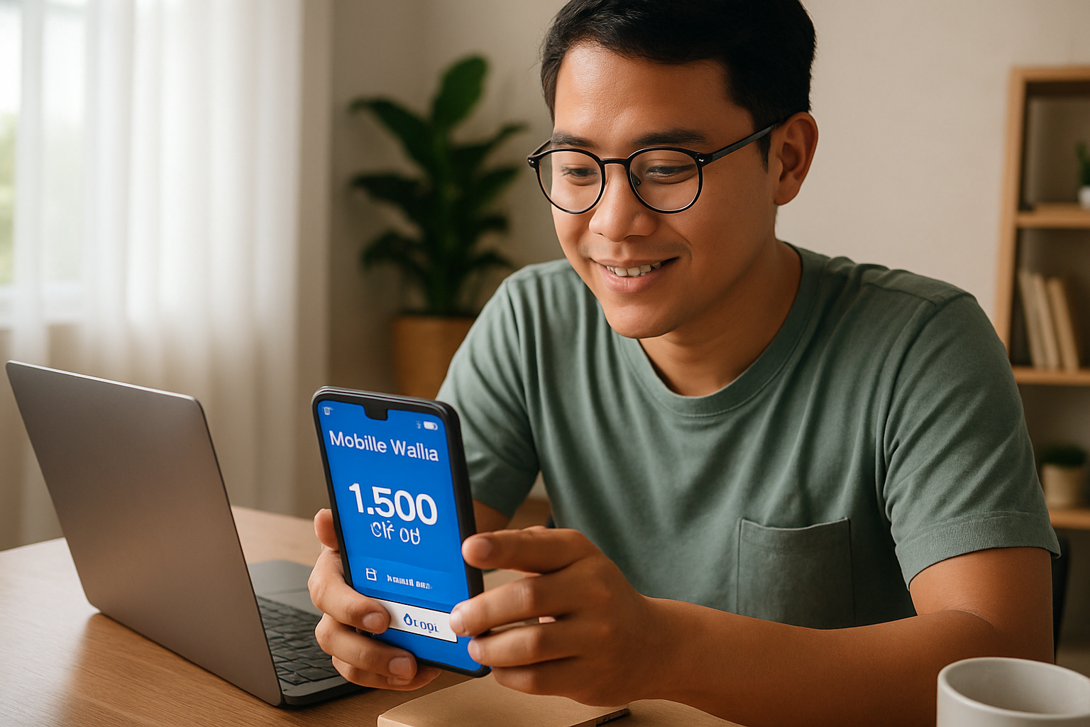 Remote worker in Southeast Asia checking stablecoin salary on a smartphone digital wallet app