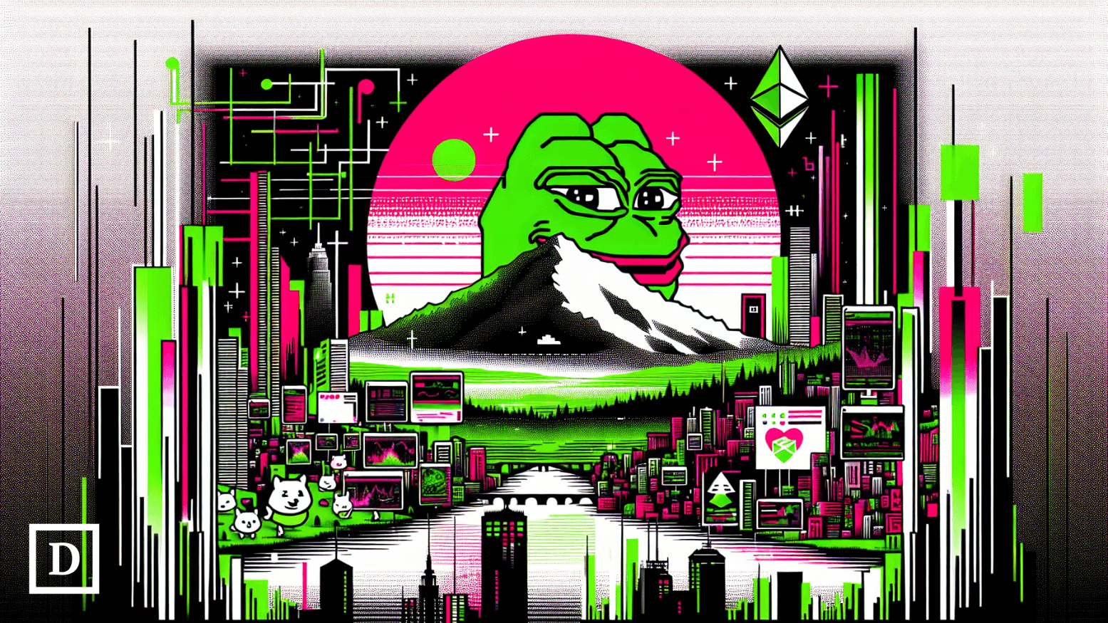 Ronin Network logo merging with Ethereum and Optimism OP Stack branding, symbolizing blockchain integration and scalability