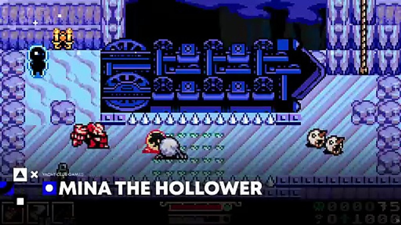 Mina the Hollower intense retro-style boss fight gameplay screenshot from official PlayStation State of Play trailer, Yacht Club Games action-adventure metroidvania