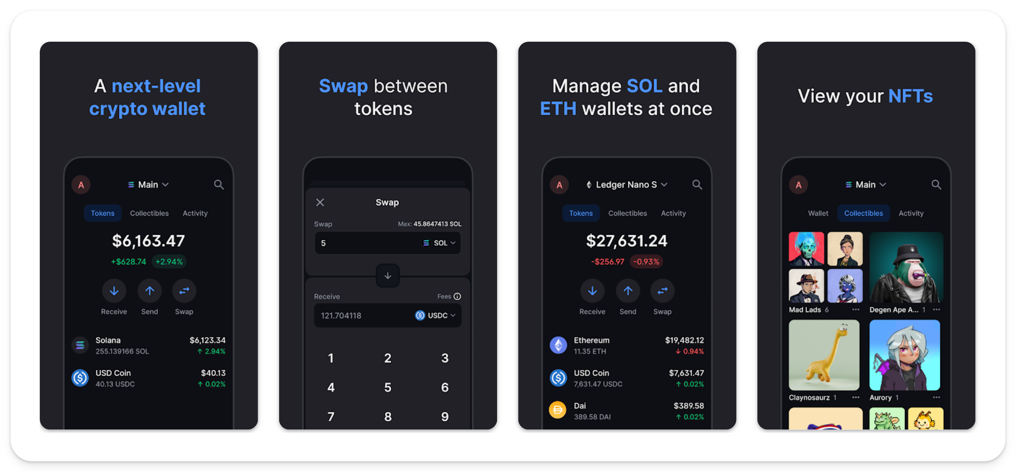 Backpack Wallet interface displaying xNFTs and DeFi dashboard on Solana